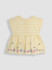 JoJo Maman Bébé Yellow Bee & Flower Print Embroidered Gathered Waist T-Shirt & Shorts Set 2 Piece - Image 3 of 5