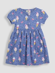 JoJo Maman Bébé Cornflower Blue Ice Cream Button Front Dress - Image 1 of 4