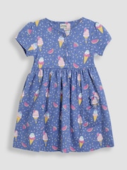 JoJo Maman Bébé Cornflower Blue Ice Cream Button Front Dress - Image 2 of 4