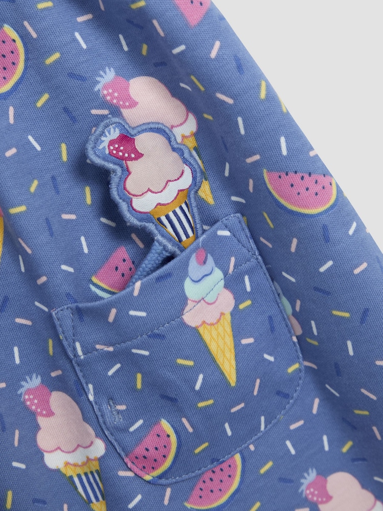 JoJo Maman Bébé Cornflower Blue Ice Cream Button Front Dress - Image 4 of 4