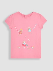 JoJo Maman Bébé Pink Fairy Printed 100% Cotton T-Shirt - Image 1 of 3