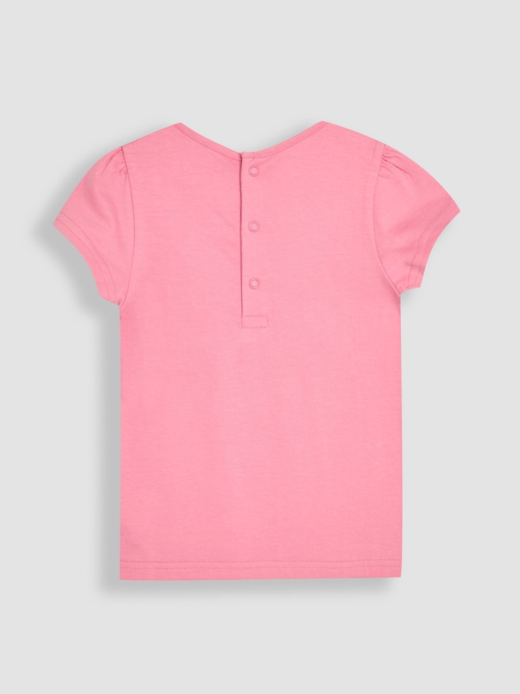 JoJo Maman Bébé Pink Fairy Printed 100% Cotton T-Shirt - Image 2 of 3