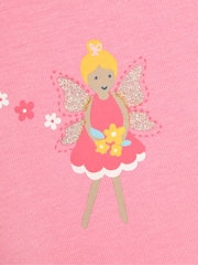 JoJo Maman Bébé Pink Fairy Printed 100% Cotton T-Shirt - Image 3 of 3