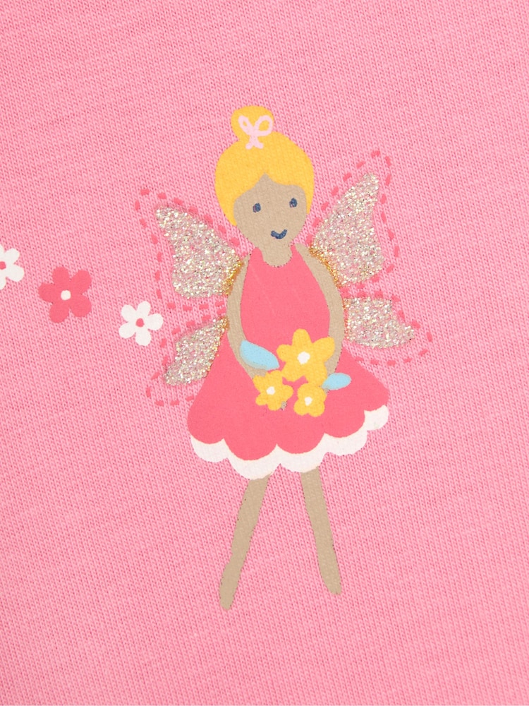 JoJo Maman Bébé Pink Fairy Printed 100% Cotton T-Shirt - Image 3 of 3