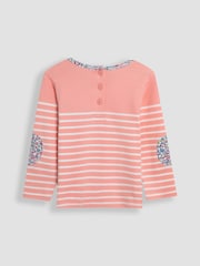 JoJo Maman Bébé Pink Mouse Appliqué Pocket Breton Top - Image 2 of 3