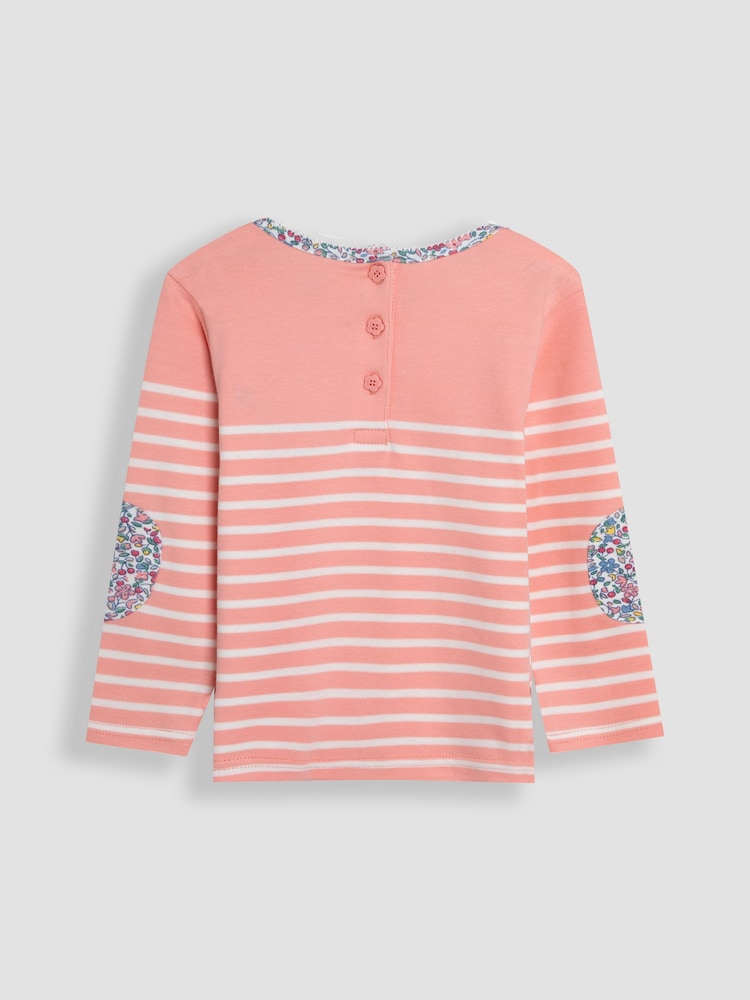 JoJo Maman Bébé Pink Mouse Appliqué Pocket Breton Top - Image 2 of 3