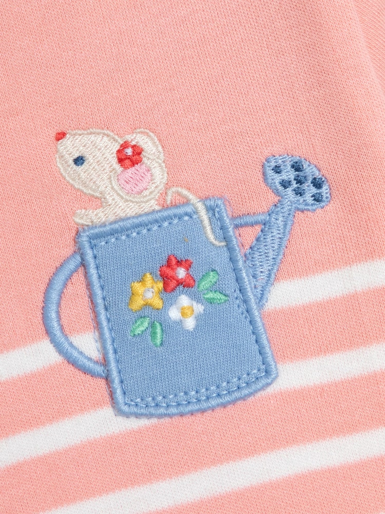 JoJo Maman Bébé Pink Mouse Appliqué Pocket Breton Top - Image 3 of 3