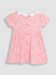 JoJo Maman Bébé Pink Ditsy Floral Print Smocked Jersey Dress - Image 3 of 5