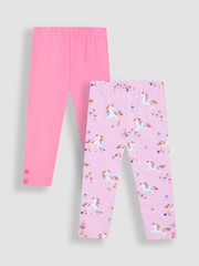 JoJo Maman Bébé Lilac Purple Unicorn Leggings 2 Pack - Image 1 of 5