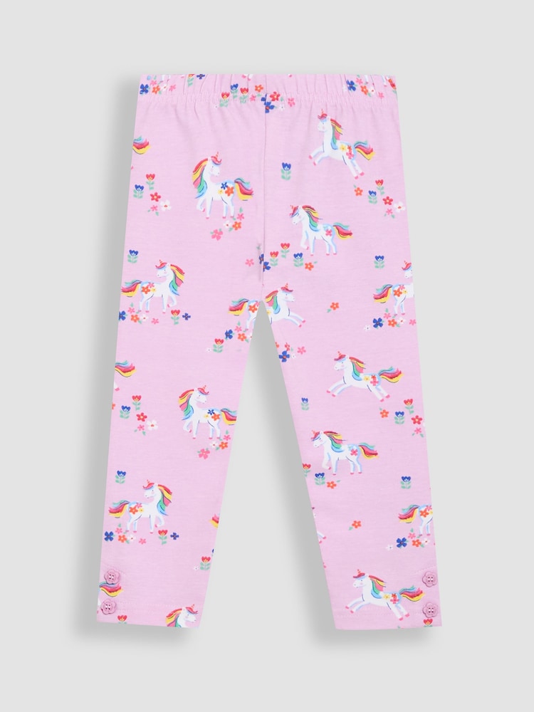 JoJo Maman Bébé Lilac Purple Unicorn Leggings 2 Pack - Image 2 of 5