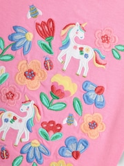 JoJo Maman Bébé Fucshia Pink Floral Appliqué Frill T-Shirt & Shorts Set 2 Piece - Image 6 of 6