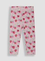 JoJo Maman Bébé Pink Strawberry Garden Floral Leggings 2 Pack - Image 2 of 5