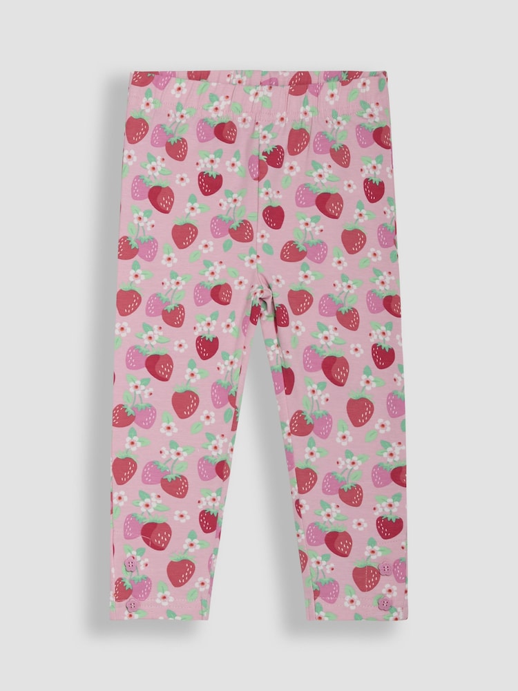 JoJo Maman Bébé Pink Strawberry Garden Floral Leggings 2 Pack - Image 2 of 5