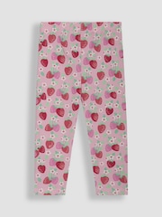 JoJo Maman Bébé Pink Strawberry Garden Floral Leggings 2 Pack - Image 3 of 5