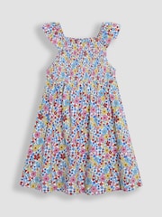 JoJo Maman Bébé Floral Ruffle Sleeve Smocked Dress - Bild 1 von 3
