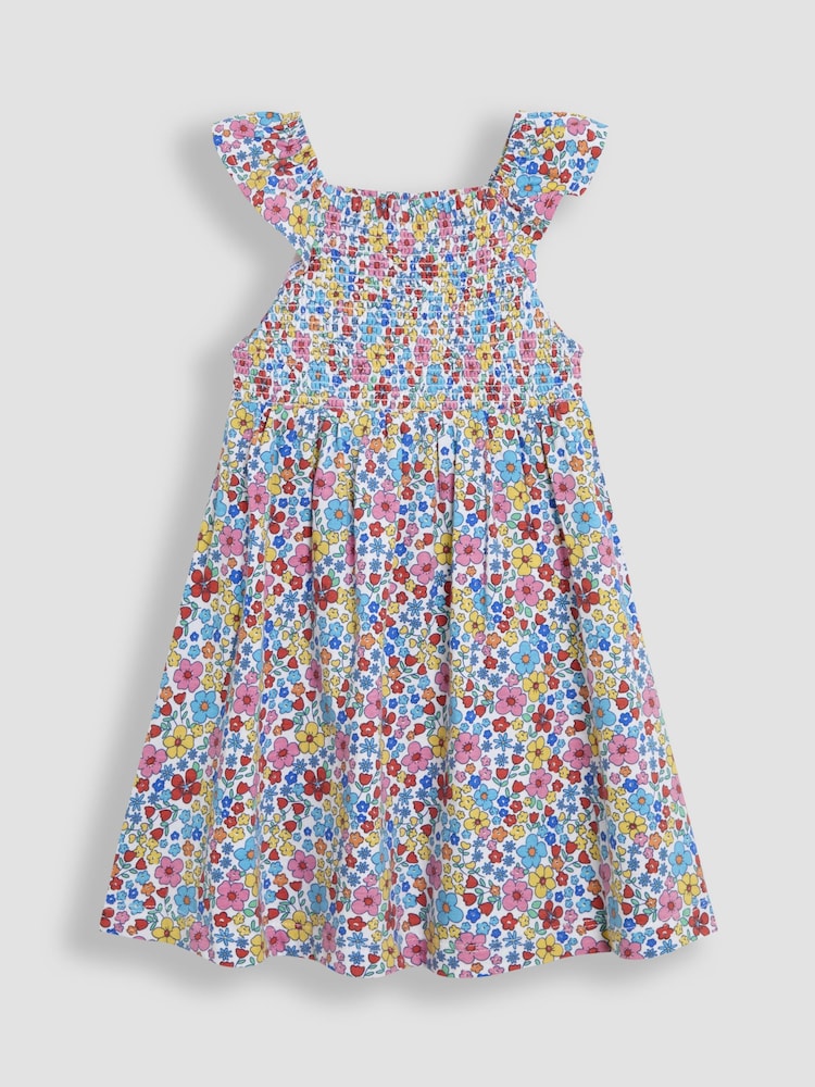 JoJo Maman Bébé Floral Ruffle Sleeve Smocked Dress - Bild 1 von 3