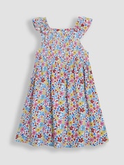 JoJo Maman Bébé Floral Ruffle Sleeve Smocked Dress - Bild 2 von 3