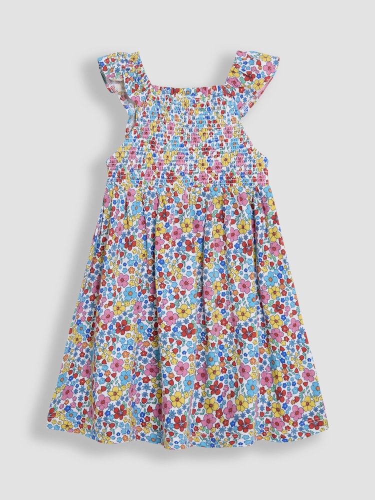 JoJo Maman Bébé Floral Ruffle Sleeve Smocked Dress - Bild 2 von 3