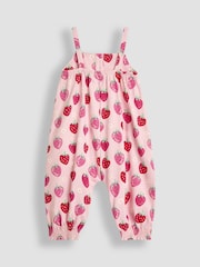 JoJo Maman Bébé Pink Strawberry Button Front Jumpsuit - Image 2 of 3