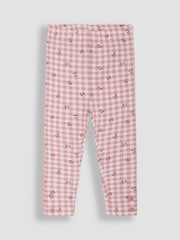 JoJo Maman Bébé Pink Cherry Gingham Leggings 2 Pack - Image 2 of 6