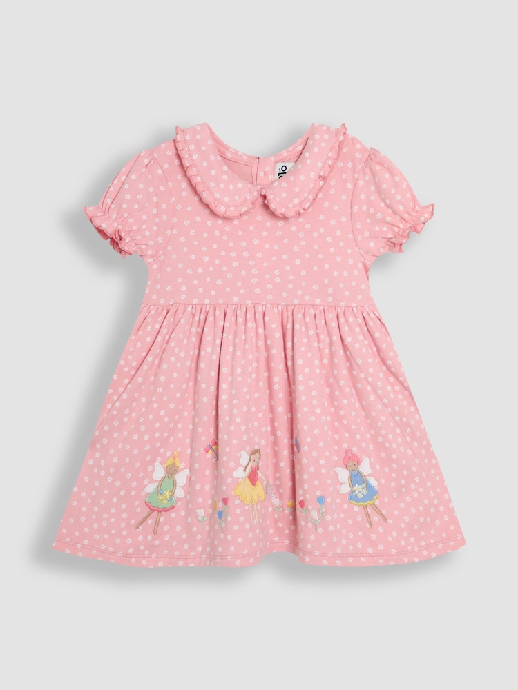 Vestido de gola Peter Pan com apliques de fada JoJo Maman Bébé - Imagem 1 de 2