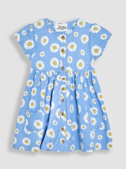 JoJo Maman Bébé Blue Daisy Button Through Dress - Image 1 of 3