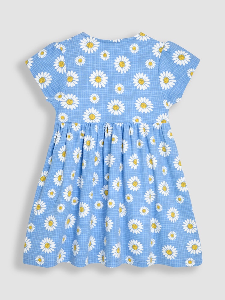 JoJo Maman Bébé Blue Daisy Button Through Dress - Image 2 of 3