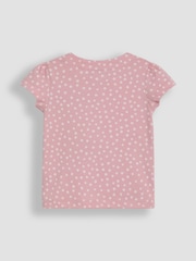 JoJo Maman Bébé Pink Bunny Print Appliqué 100% Cotton T-Shirt - Image 2 of 3