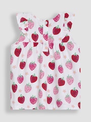 JoJo Maman Bébé Pink Strawberry Floral 2-Pack Flutter Sleeve T-Shirts - Image 3 of 5