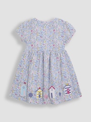 JoJo Maman Bébé Pink Appliqué Floral Print Dress - Image 2 of 3