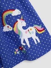 JoJo Maman Bébé Purple Unicorn Appliqué Button Front Dress - Image 3 of 3