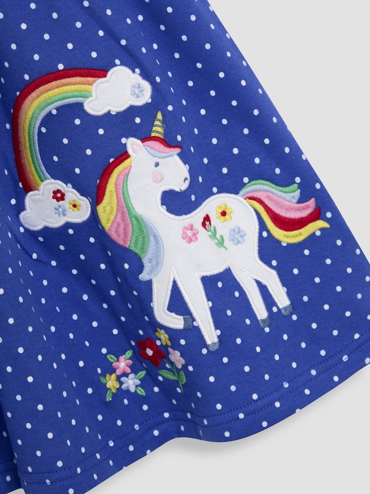JoJo Maman Bébé Purple Unicorn Appliqué Button Front Dress - Image 3 of 3