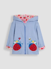 JoJo Maman Bébé Cornflower Blue Ladybird Appliqué Reversible Hoodie - Image 2 of 9