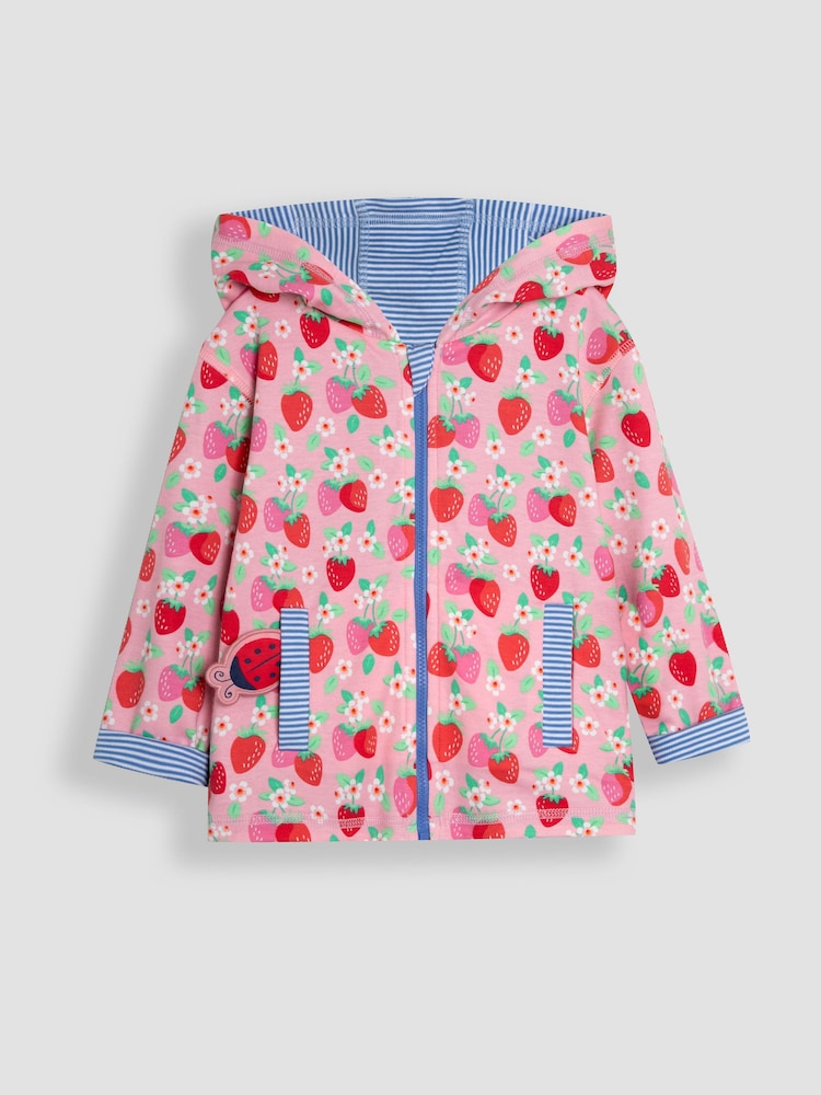 JoJo Maman Bébé Cornflower Blue Ladybird Appliqué Reversible Hoodie - Image 4 of 9
