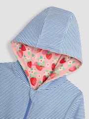 JoJo Maman Bébé Cornflower Blue Ladybird Appliqué Reversible Hoodie - Image 6 of 9