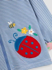 JoJo Maman Bébé Cornflower Blue Ladybird Appliqué Reversible Hoodie - Image 7 of 9