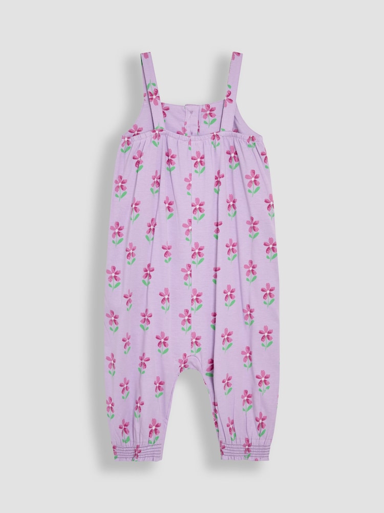 JoJo Maman Bébé Lilac Purple Floral Button Front Jumpsuit - Image 2 of 3