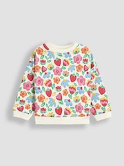 JoJo Maman Bébé Cream Floral & Strawberry Printed Crew Neck Sweatshirt - Image 1 of 5