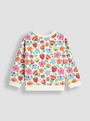 JoJo Maman Bébé Cream Floral & Strawberry Printed Crew Neck Sweatshirt - Image 2 of 5