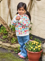 JoJo Maman Bébé Cream Floral & Strawberry Printed Crew Neck Sweatshirt - Image 4 of 5
