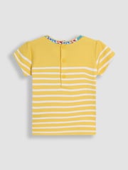 JoJo Maman Bébé Yellow Unicorn Appliqué Pocket Breton T-Shirt - Image 2 of 3