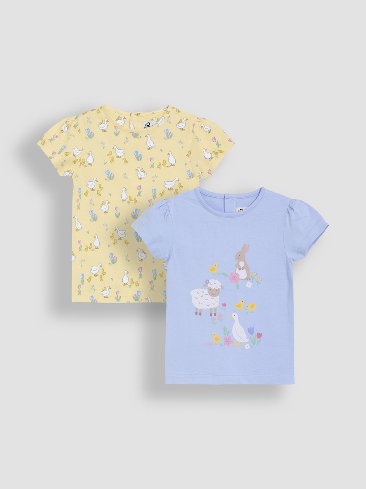 JoJo Maman Bébé Green Spring Scene Printed T-Shirts 2 Pack - Image 1 of 5