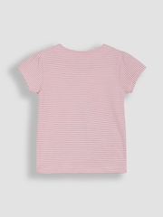 JoJo Maman Bébé Pink Strawberry Print Appliqué 100% Cotton T-Shirt - Image 2 of 3