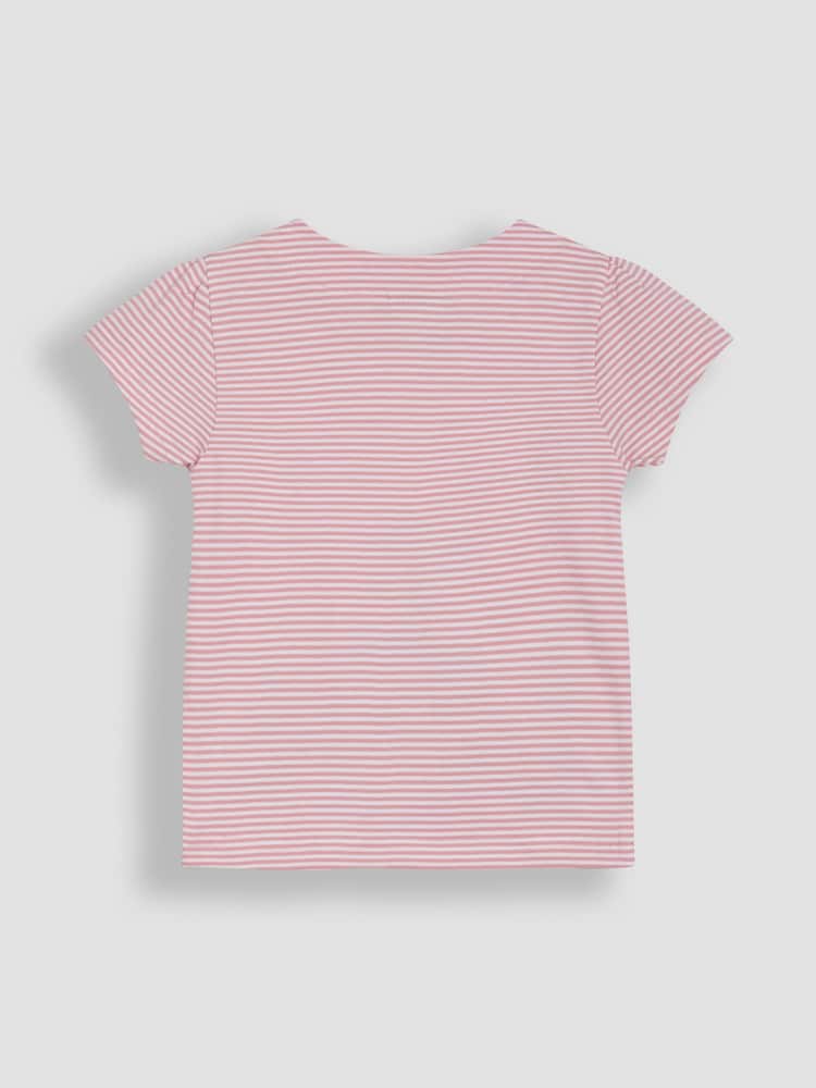 JoJo Maman Bébé Pink Strawberry Print Appliqué 100% Cotton T-Shirt - Image 2 of 3