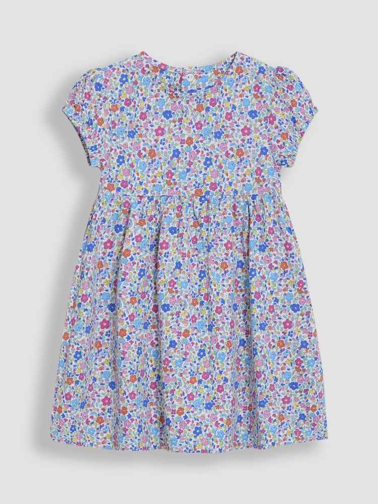 JoJo Maman Bébé Fuchsia Pink Ditsy Floral Print 100% Cotton Dress - Image 1 of 3