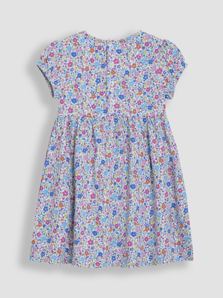 JoJo Maman Bébé Fuchsia Pink Ditsy Floral Print 100% Cotton Dress - Image 2 of 3
