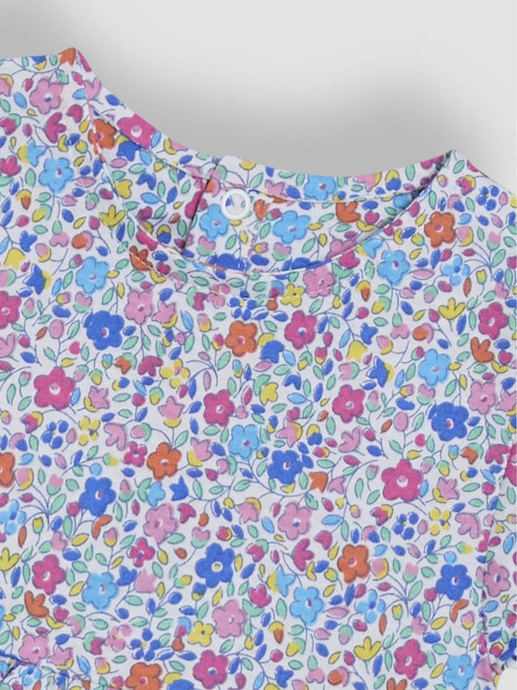 JoJo Maman Bébé Fuchsia Pink Ditsy Floral Print 100% Cotton Dress - Image 3 of 3