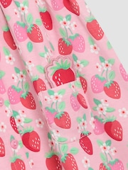 Floral de morango rosa - Vestido JoJo Maman Bébé Peter Pan com gola e botões frontais 100% algodão - Imagem 4 de 4