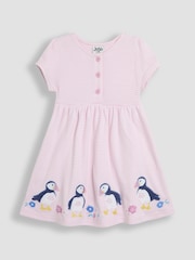 JoJo Maman Bébé Pink Puffin Appliqué Button Front Dress - Image 1 of 3