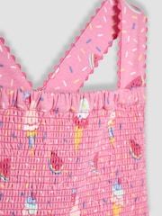 JoJo Maman Bébé Pink Ice Cream Cross Back Smocked Dress - Image 2 of 3